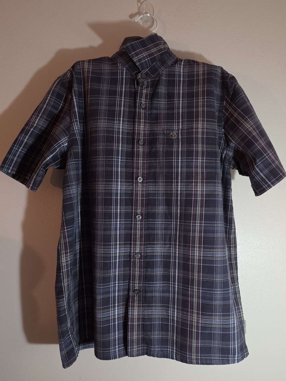 Men's Calvin Klein Short-Sleeve Plaid Button-Up Shirt - Navy